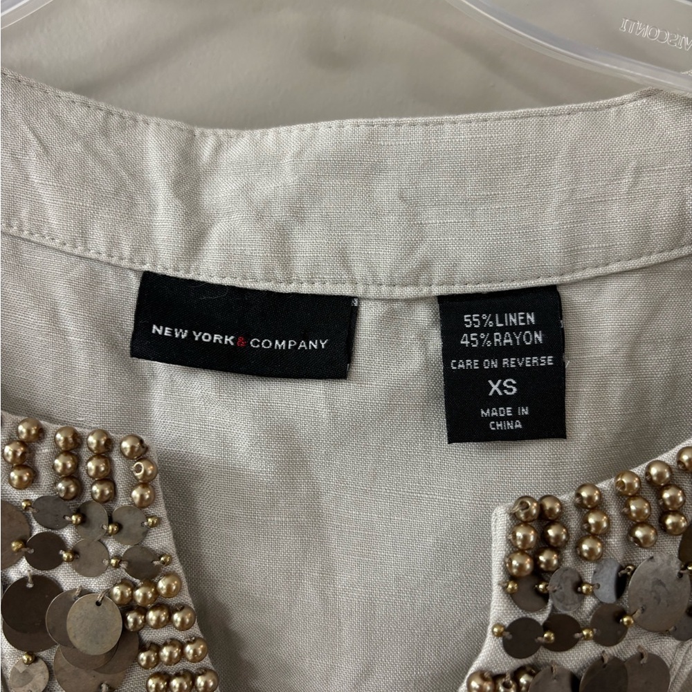 New York & Company Khaki Embellished Mini Dress - Picture 2 of 8